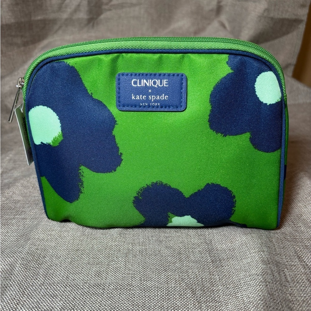 CLINIQUE x Kate Spade Navy Green Makeup Cosmetic Bag, Travel Pouch
